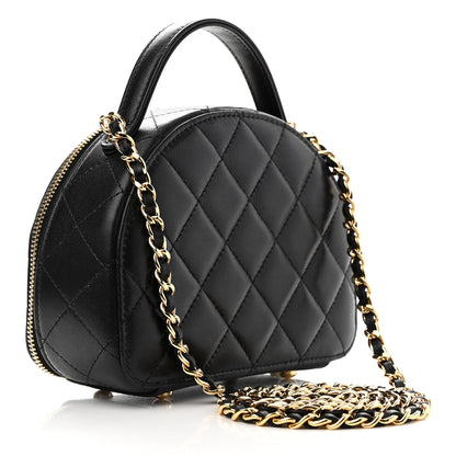 Chanel Lambskin Quilted Chic Riviera Top Handle Vanity Case Black 3 of 10