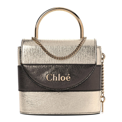 Chloe Metallic Crinkled Lambskin Shiny Calfskin Small Aby Lock Silver Gold 1 of 9
