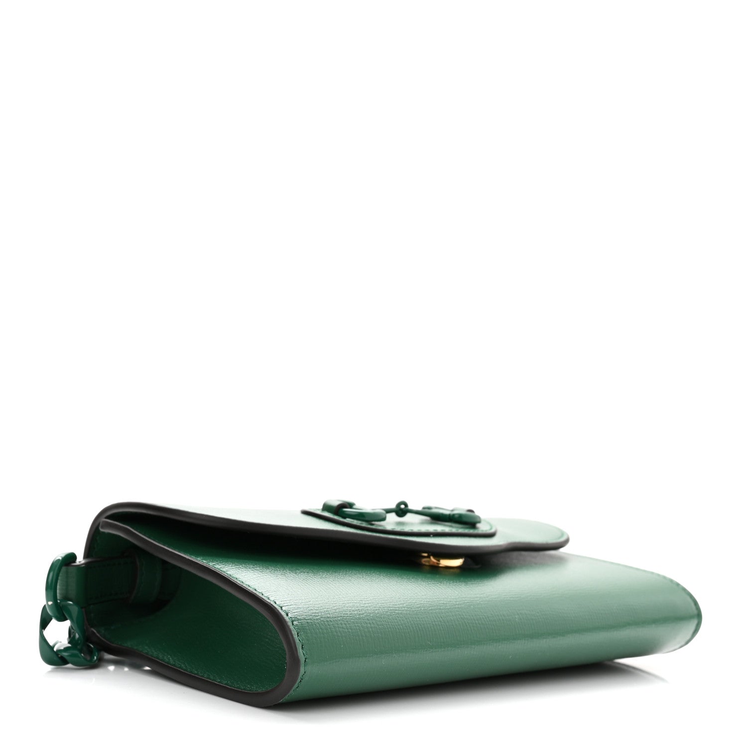 Gucci Azalea Calfskin Web Monochrome Mini Horsebit 1955 Chain Shoulder Bag Emerald 4 of 13