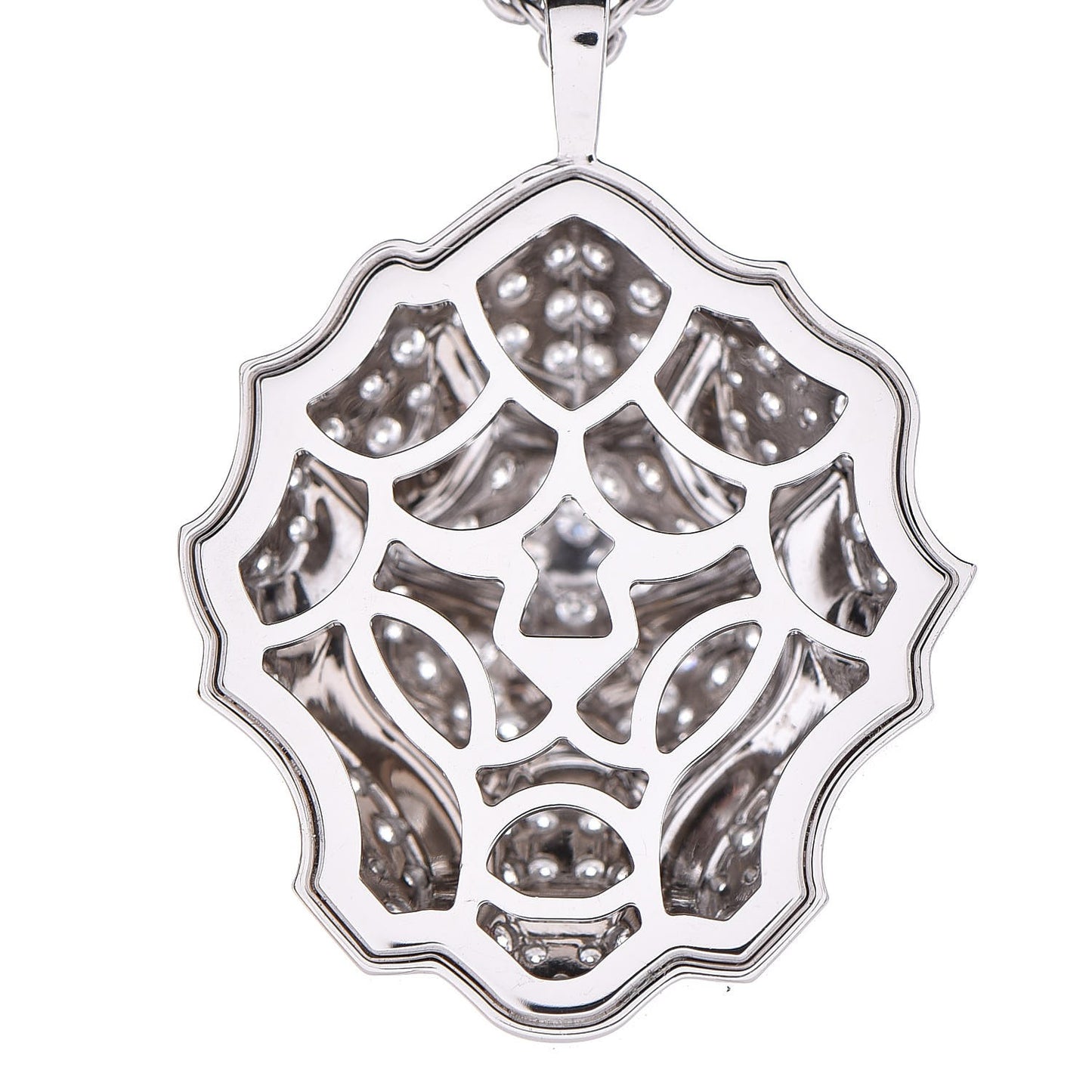 18K White Gold Diamond Sous Le Signe du Lion Pendant Necklace