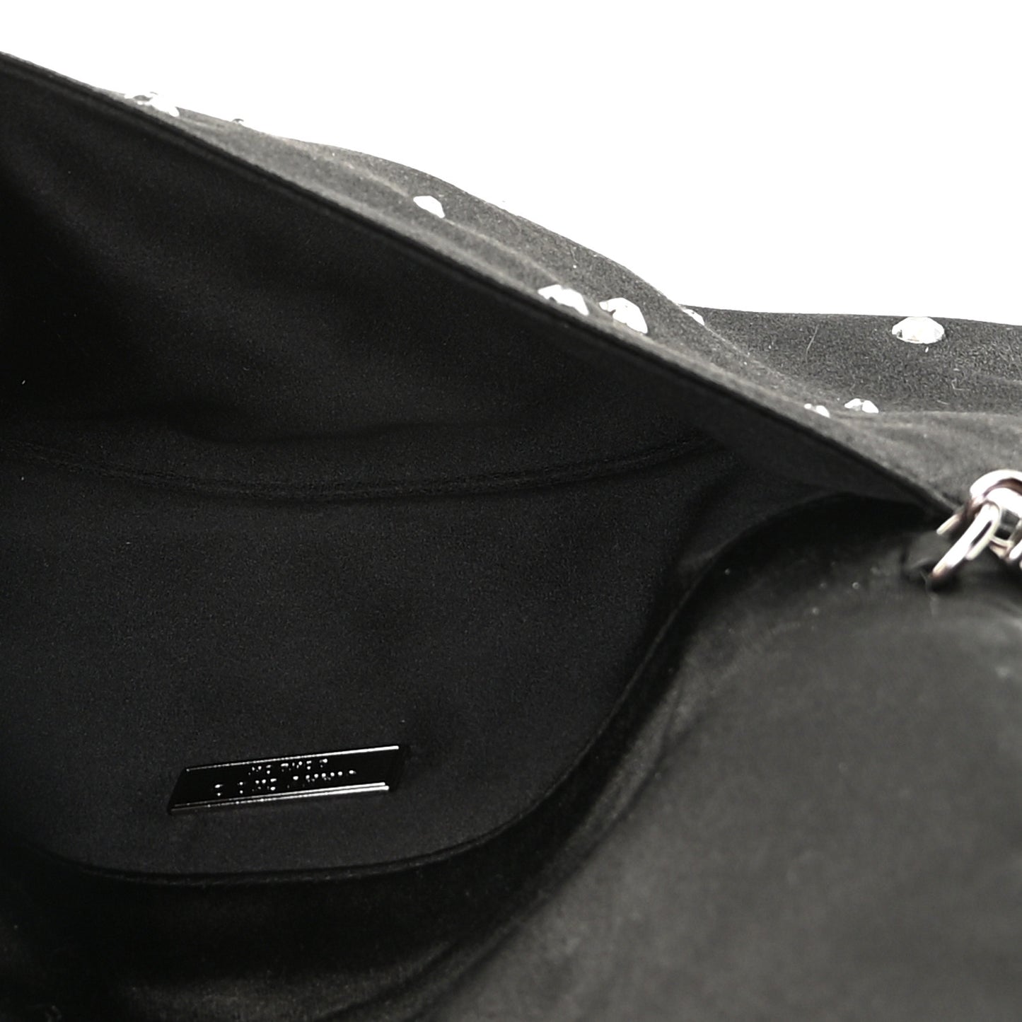 Satin Crystal Embellished Titania Clutch Black
