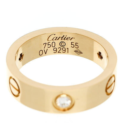 Cartier 18K Yellow Gold 3 Diamond 5.5mm LOVE Ring 55 7.25 4 of 4