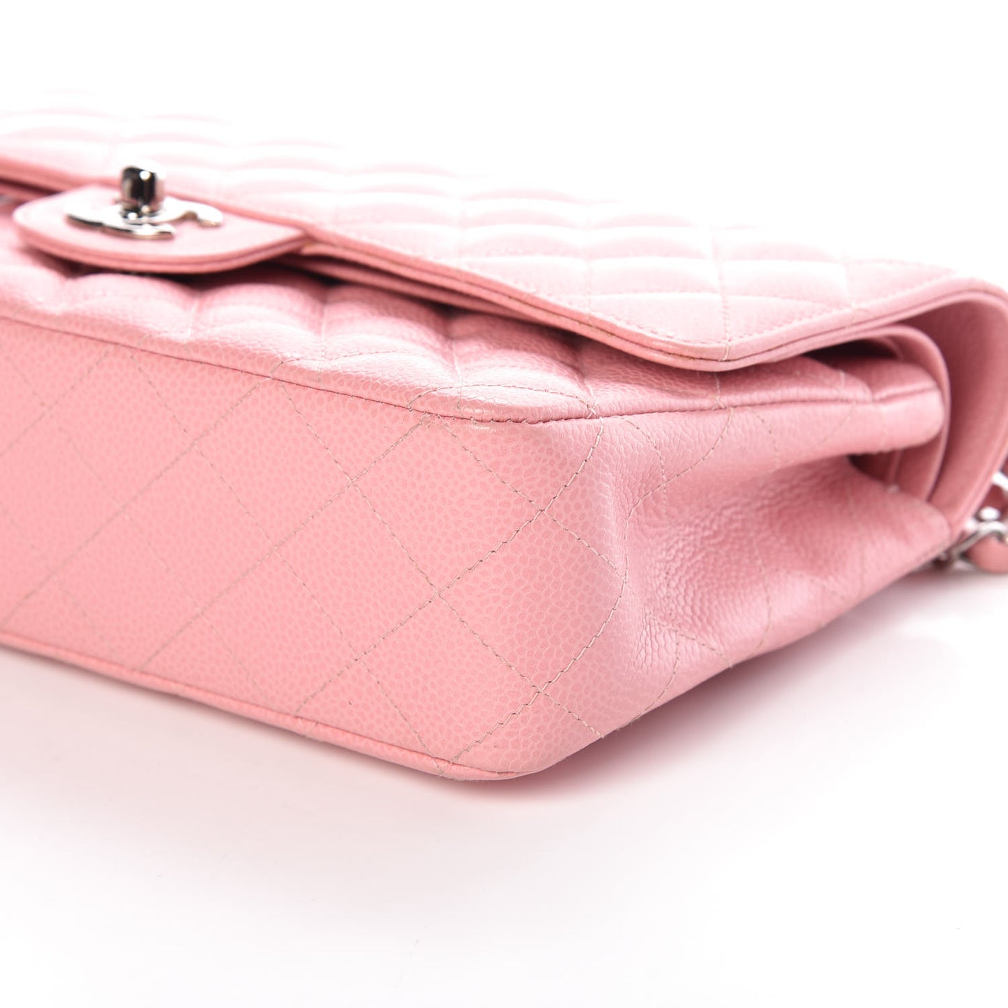 Caviar Quilted Medium Double Flap Pink