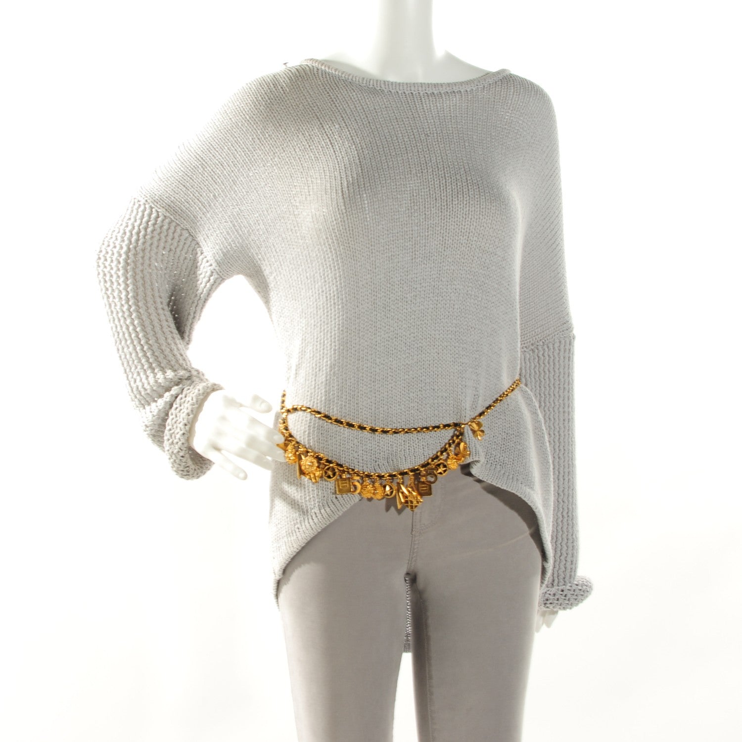 Chanel Lambskin Gold Chain Iconic Charm Belt Black Gold 2 of 3