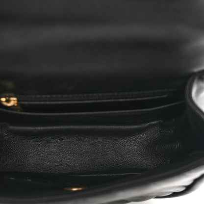 Chanel Lambskin Reverse Chevron Quilted Mini Round Top Handle Flap Black 6 of 11