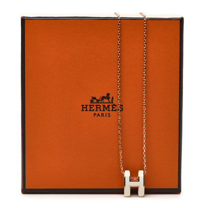 Hermes Lacquered Rose Gold Pop H Pendant Necklace White 6 of 6