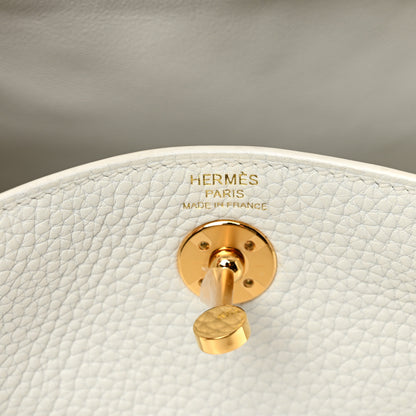Hermes Taurillon Clemence Mini Lindy 20 New White 6 of 10