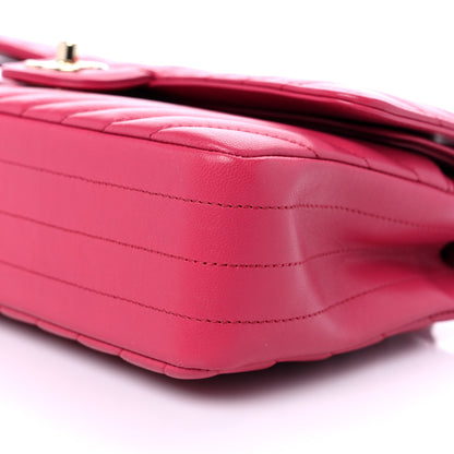 Chanel Lambskin Chevron Quilted Medium Double Flap Dark Pink 9 of 9