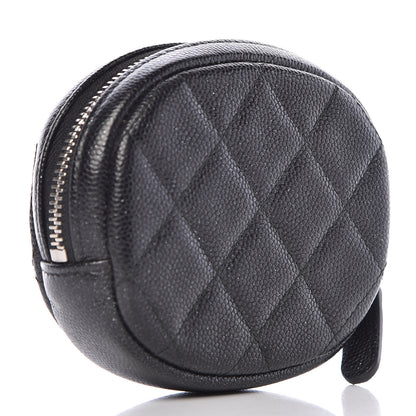 Chanel Iridescent Caviar Quilted Zip Around Classic Coin Purse Black 3 of 9