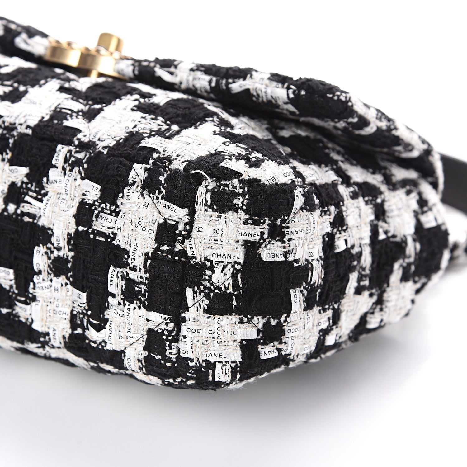 Chanel Tweed Quilted Medium 19 Flap Black Ecru White 9 of 9