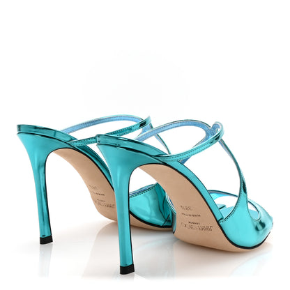 Jimmy Choo Metallic Calfskin Anise 95 Sandals 38.5 Malibu 5 of 9
