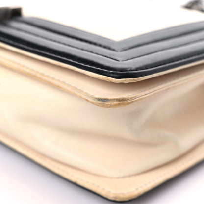Chanel Glazed Calfskin Medium Boy Flap White Black 8 of 29
