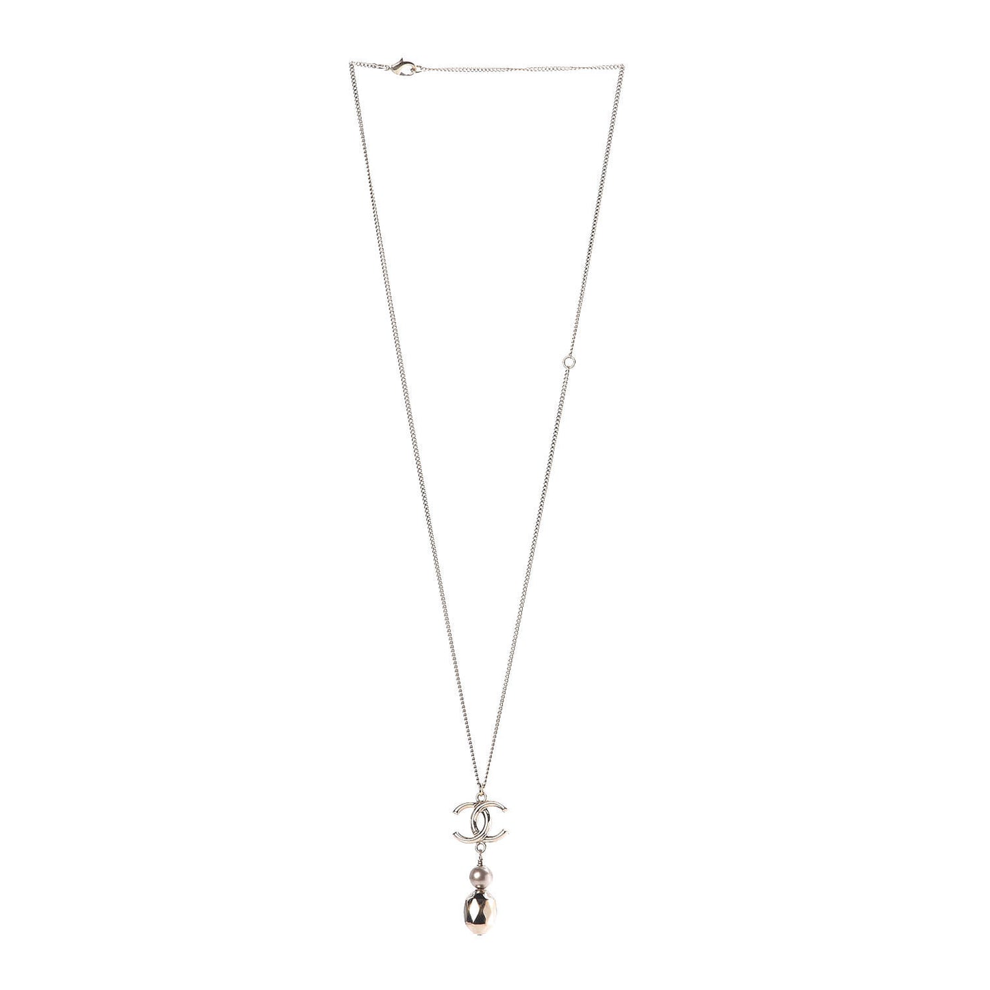 Pearl CC Drop Necklace Gold