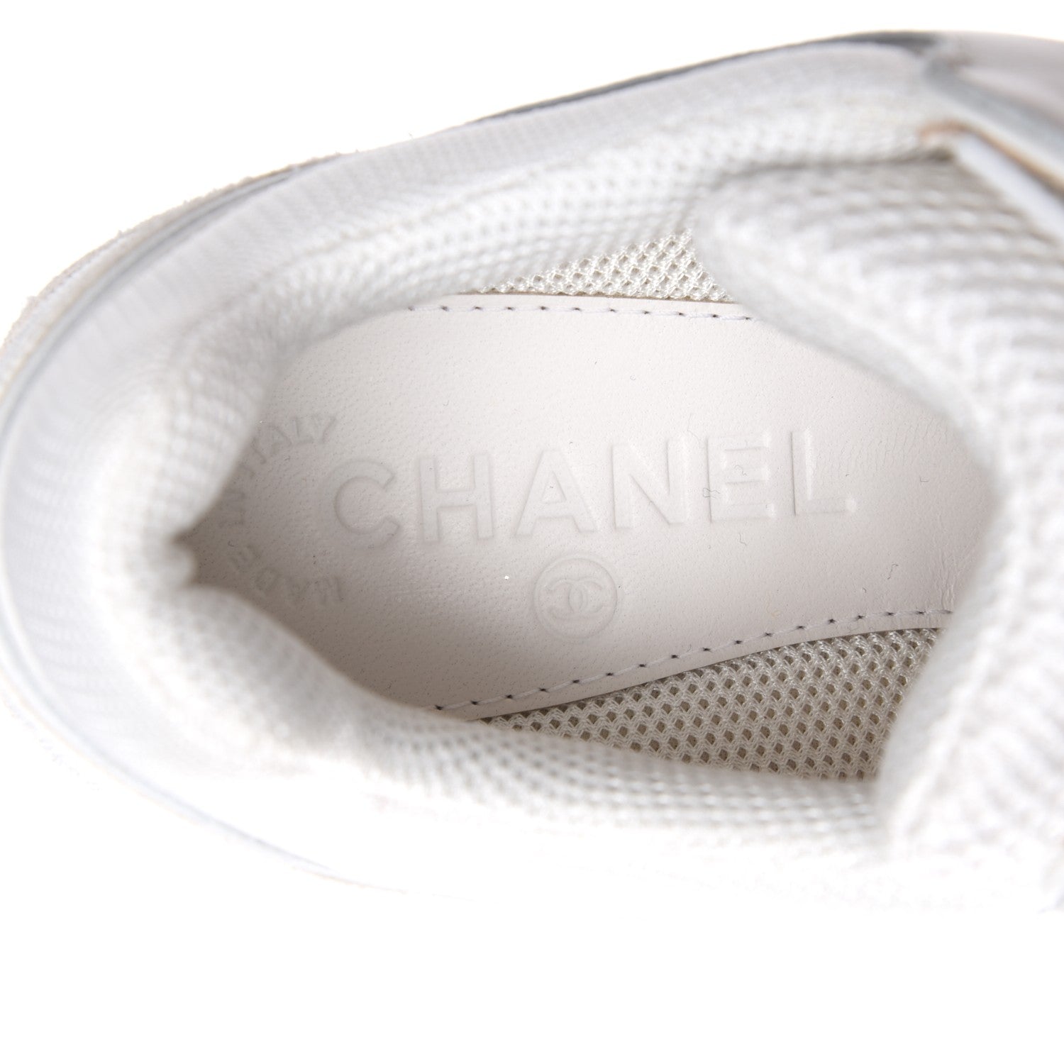 Chanel Suede Calfskin CC Sneakers 37 White Pink Green 7 of 9