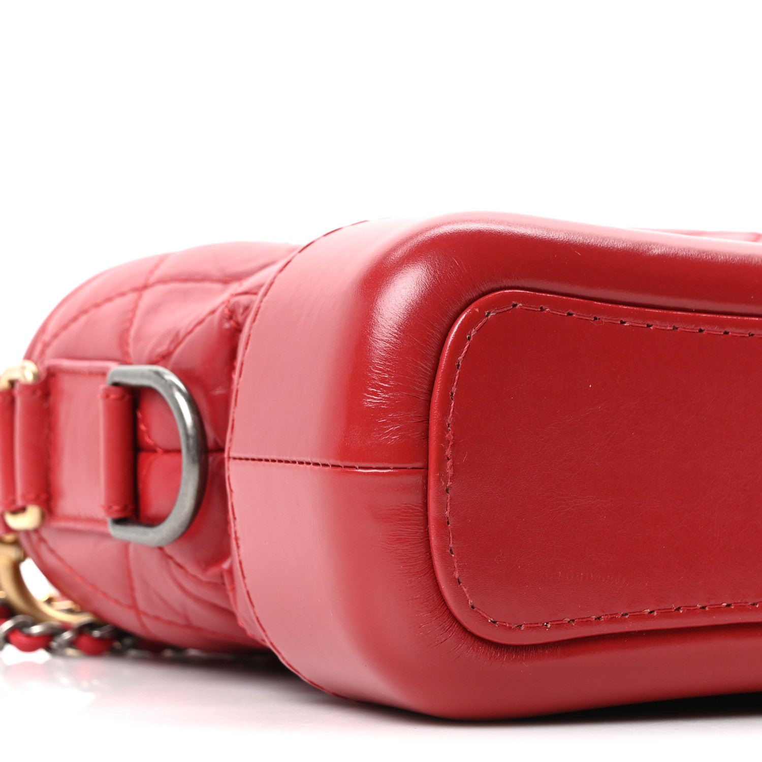Chanel Aged Calfskin Quilted Small Gabrielle Logo Hobo Red 9 of 10