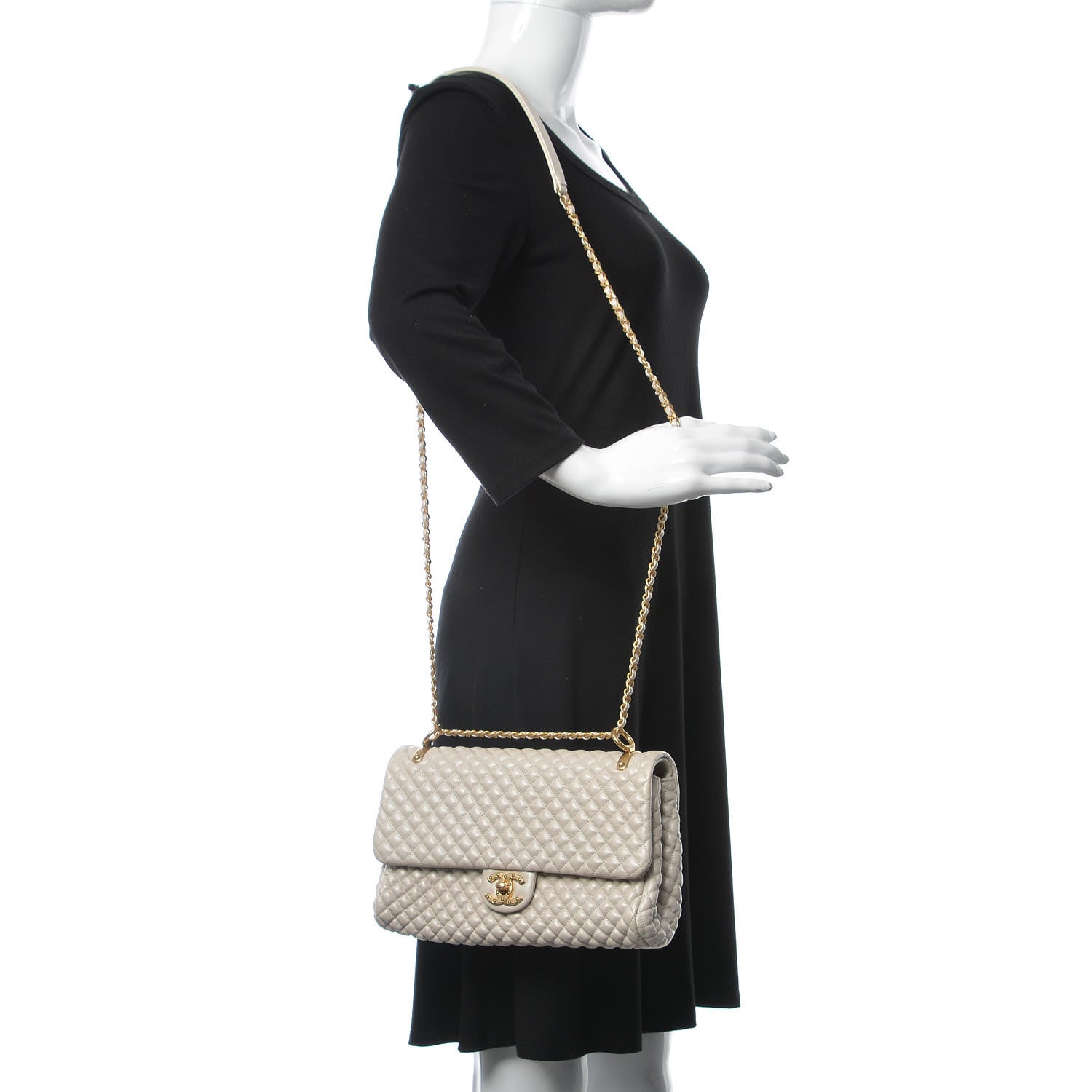 Chanel Metallic Calfskin Micro Quilted Medium Flap White 2 of 8