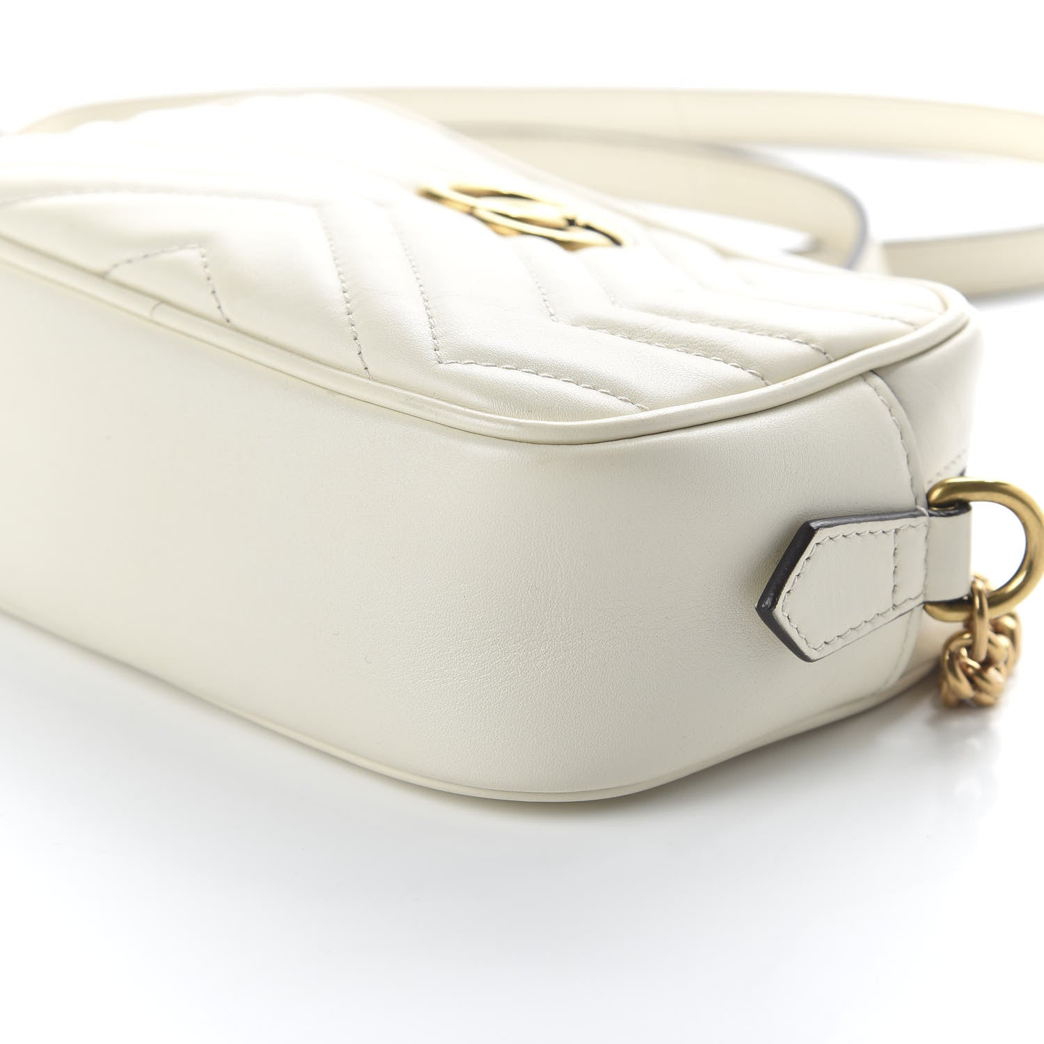 Gucci Calfskin Matelasse Mini GG Marmont Chain Shoulder Bag White 7 of 11