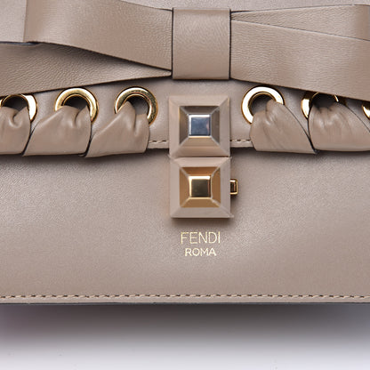 Fendi Vitello Liberty Shiny Nappa Lace Up Bow Small Kan I Shoulder Bag Tortora 10 of 10