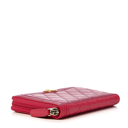 Chanel Lambskin Quilted Boy Zip Around Wallet Dark Pink 3 of 7