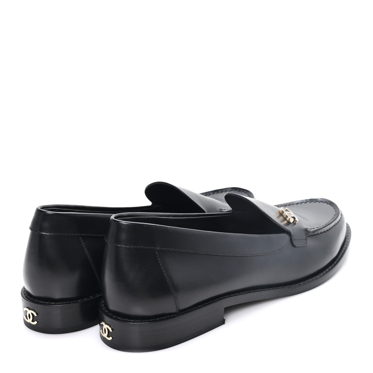 Calfskin Crystal CC Mocassin Loafers 39 Black