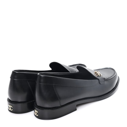 Chanel Calfskin Crystal CC Mocassin Loafers 39 Black 5 of 10