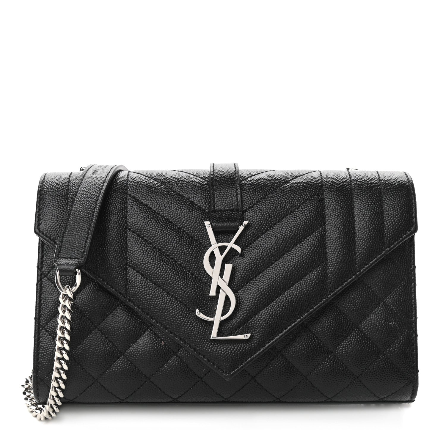 Saint Laurent Grain De Poudre Textured Mixed Matelasse Triquilt Small Monogram Satchel Black 1 of 12