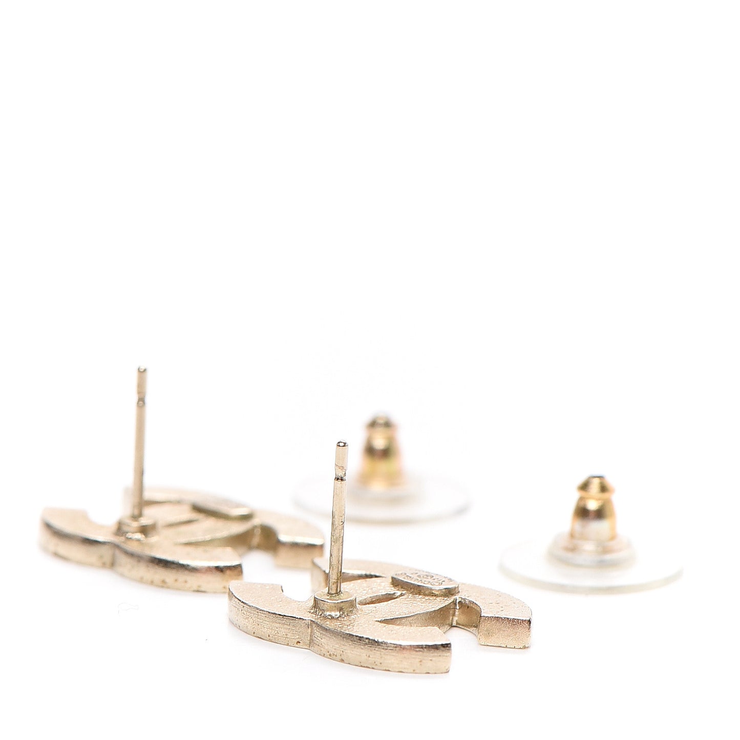 Enamel Striped CC Earrings Pink White Gold