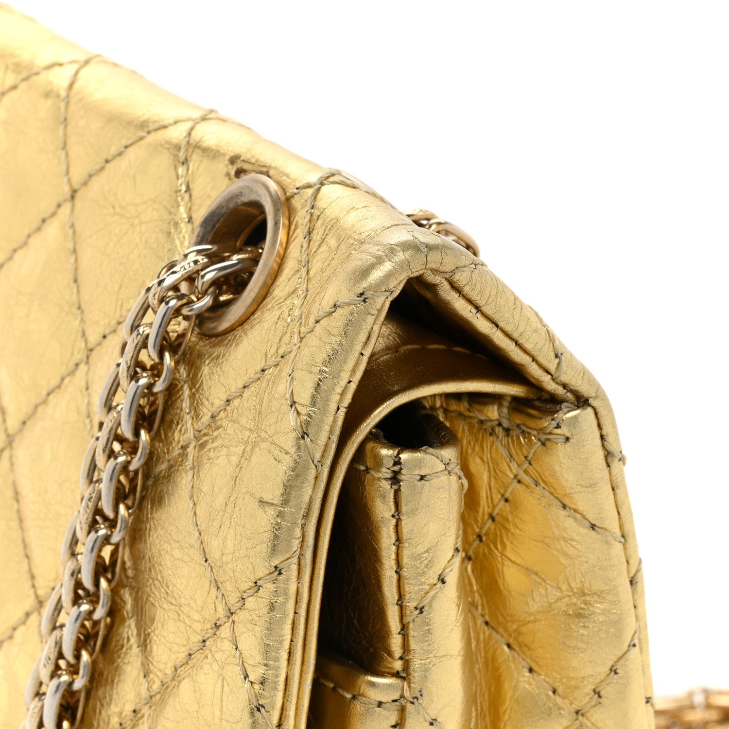 Chanel Metallic Aged Calfskin Quilted 2.55 Reissue 225 Flap Gold 20 of 23