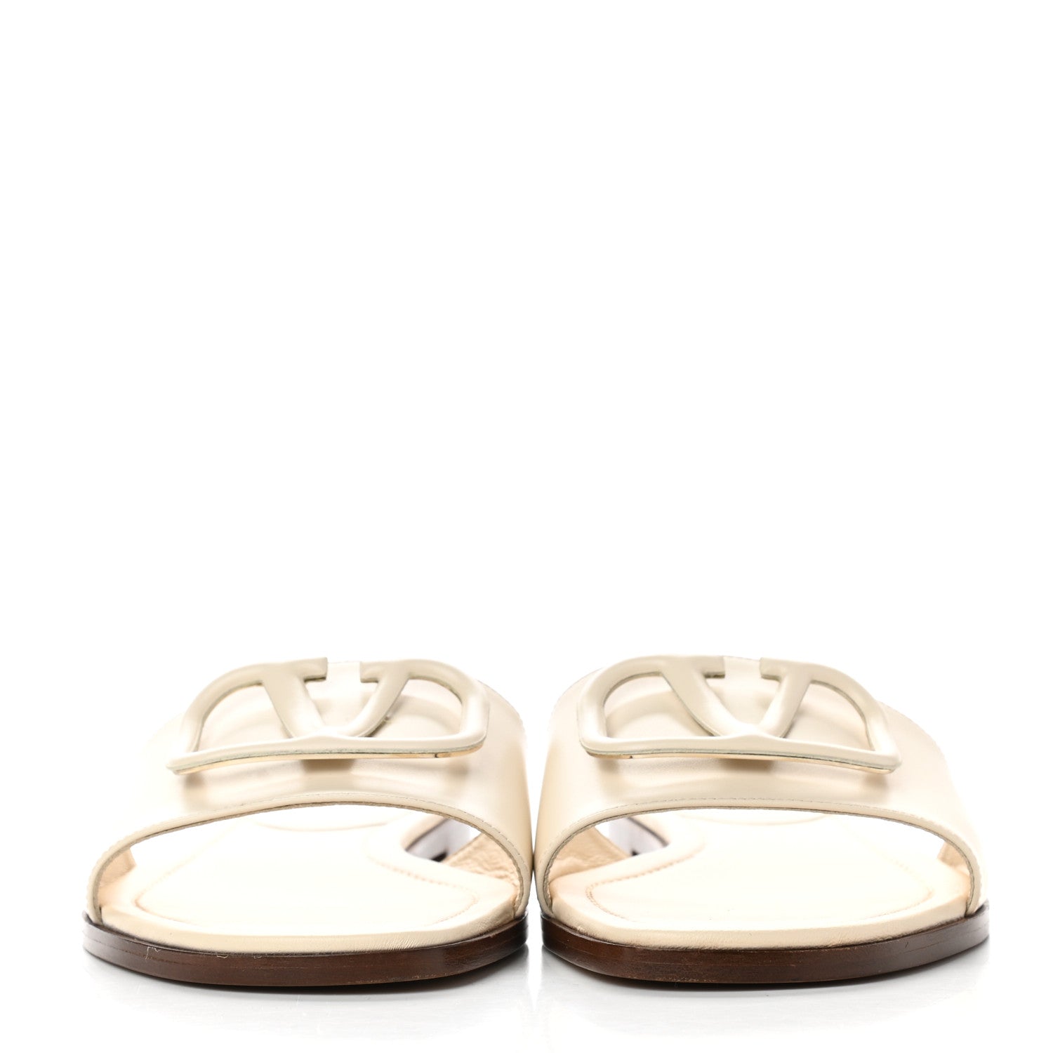 Valentino Garavani Calfskin Vlogo Flat Slide Sandals 39 Light Ivory 2 of 8
