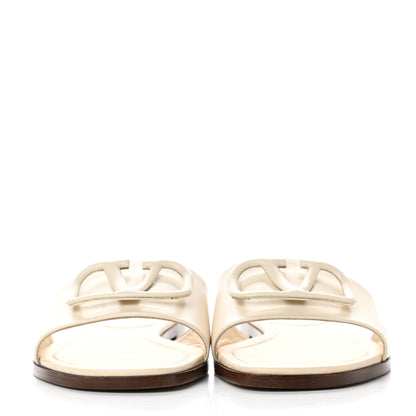 Valentino Garavani Calfskin Vlogo Flat Slide Sandals 39 Light Ivory 2 of 8