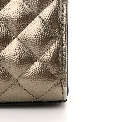 Saint Laurent Metallic Grain De Poudre Textured Mixed Matelasse Triquilt Medium Monogram Satchel Gold 14 of 16