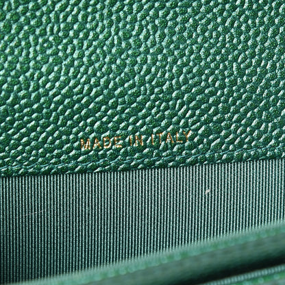 Chanel Metallic Caviar Quilted Flap Card Holder Green 7 of 9