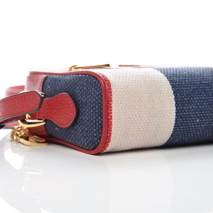 Gucci Canvas Sylvie Stripe Mini Ophidia Camera Bag Mystic White Hibiscus Red Maritime 8 of 9