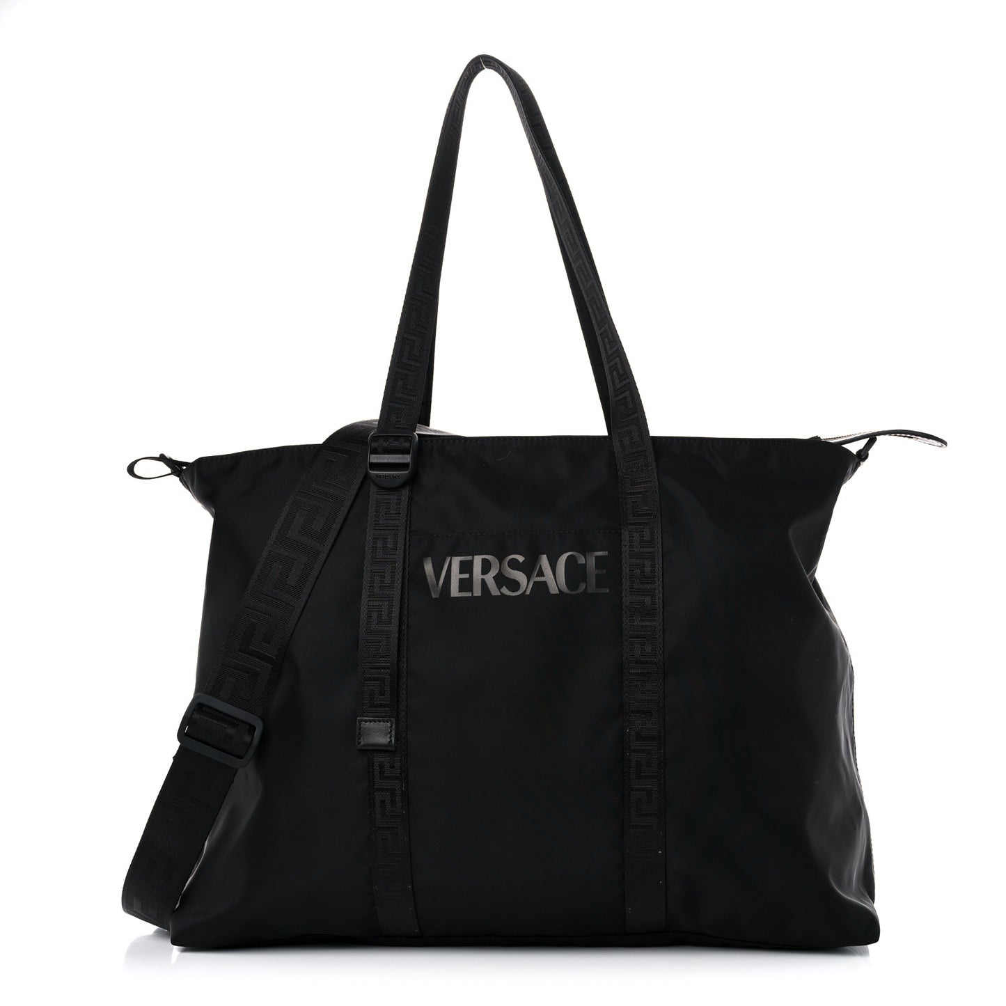 Nylon La Greca Logo Tote Black