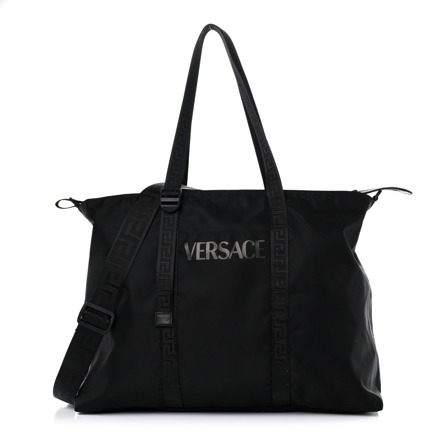 Versace Nylon La Greca Logo Tote Black 1 of 9