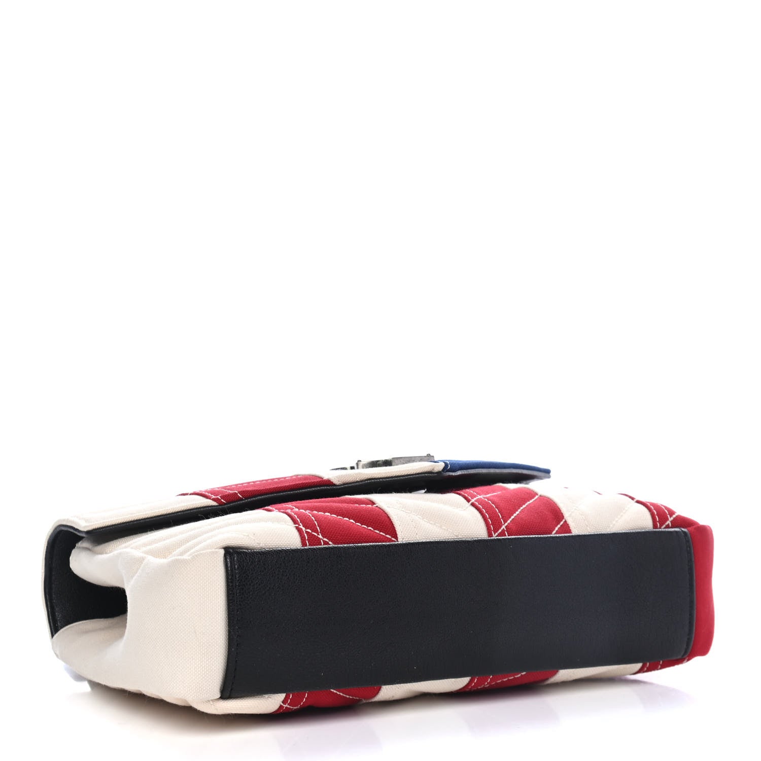 Saint Laurent Canvas Matelasse Chevron American Flag Monogram Medium College Bag Red Blue 3 of 4
