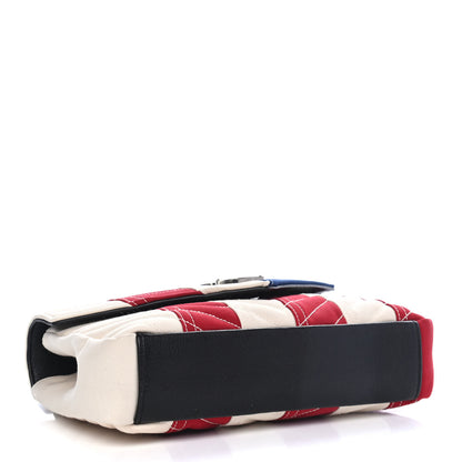 Saint Laurent Canvas Matelasse Chevron American Flag Monogram Medium College Bag Red Blue 3 of 4