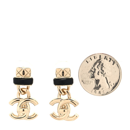 Chanel Lambskin CC Turnlock Drop Earrings Gold Black 2 of 4