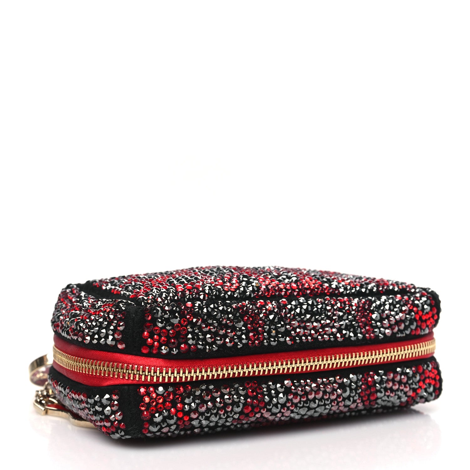 Christian Louboutin Piloutin Strass Leopard Clutch Red Gun Metal 4 of 9
