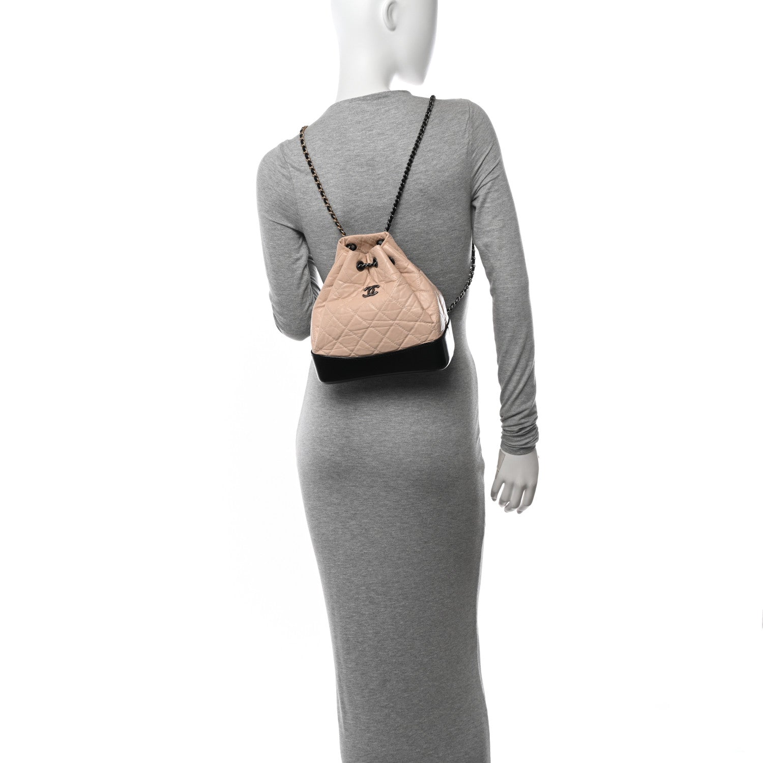 Chanel Aged Calfskin Quilted Small Gabrielle Backpack Beige Black 2 of 10