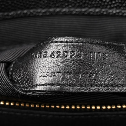 Saint Laurent Smooth Calfskin Matelasse Chevron Large Monogram Satchel Black 7 of 10