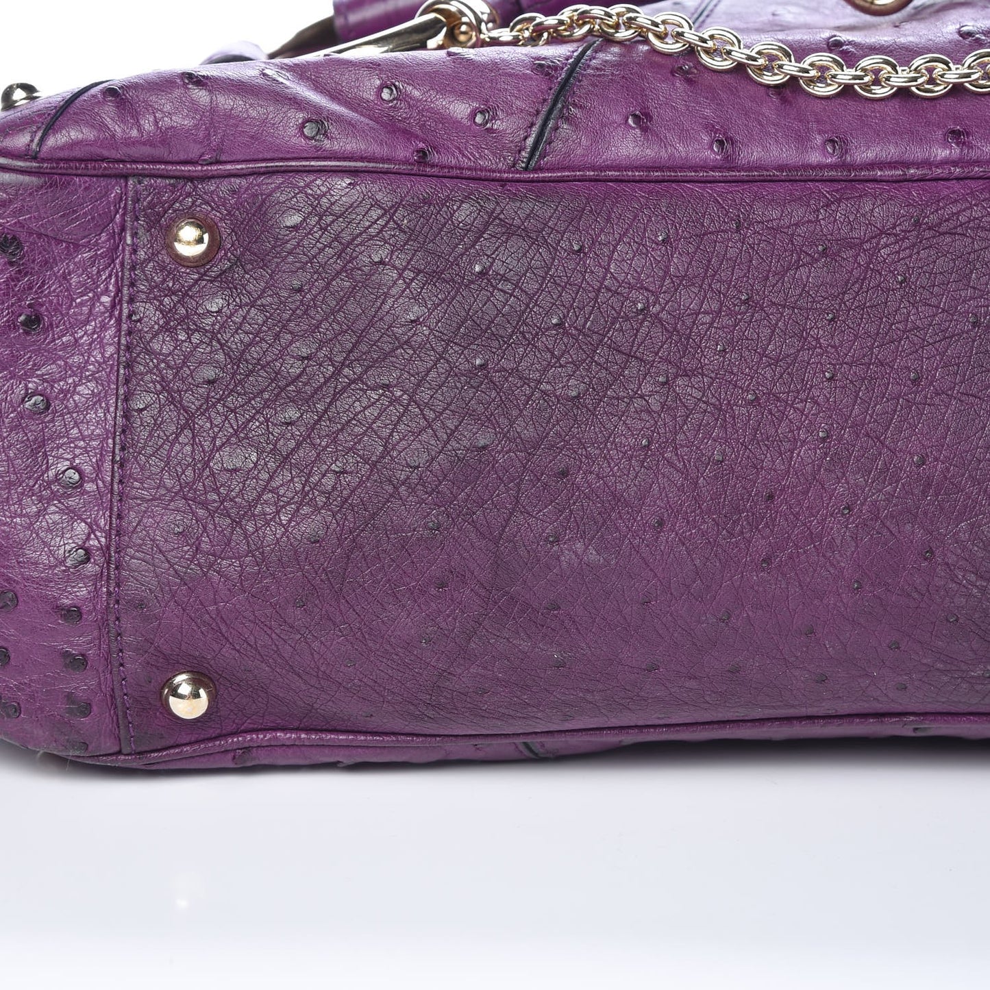 Ostrich Horsebit Chain Satchel Grape Royal