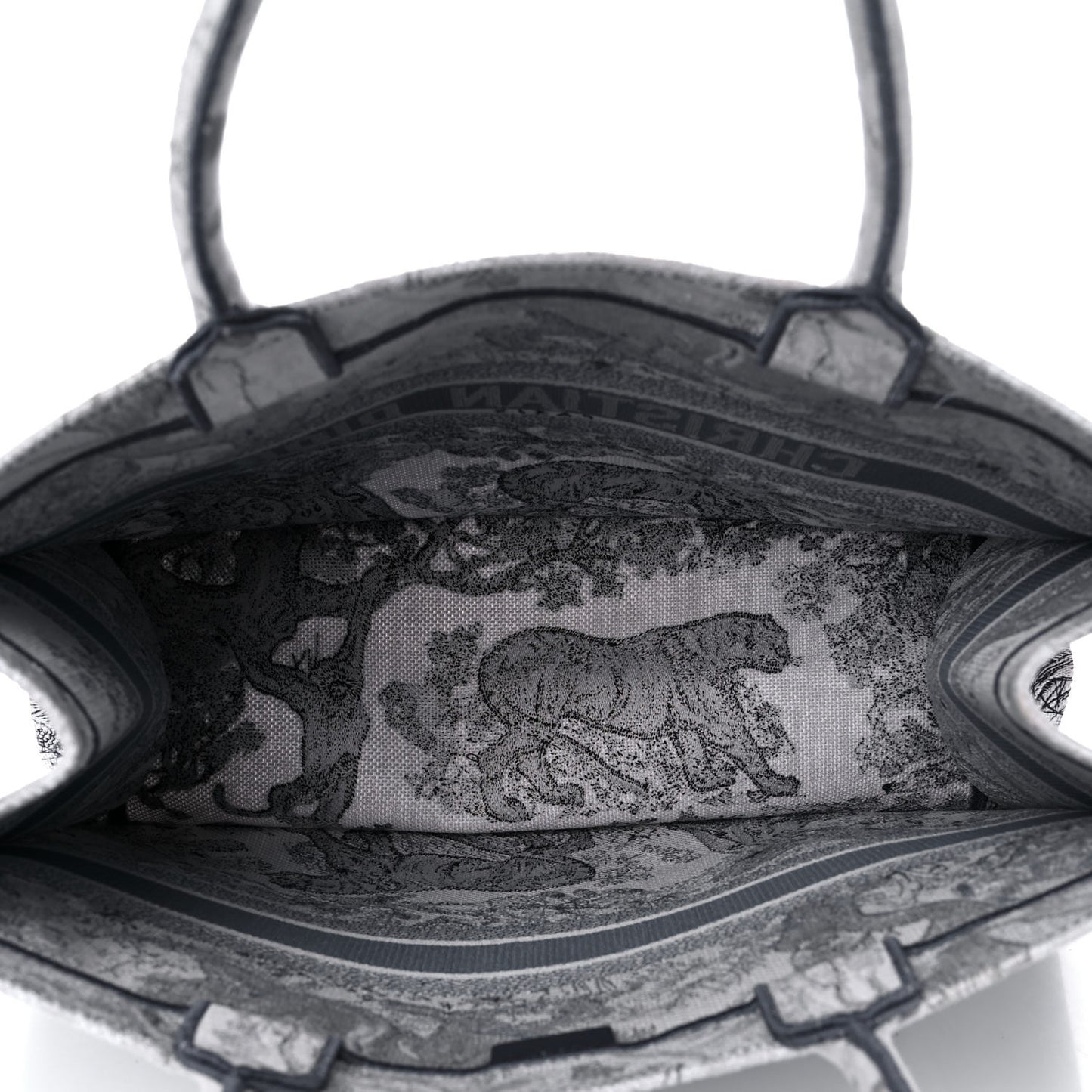 Canvas Embroidered Large Dioriviera Toile De Jouy Book Tote Gray