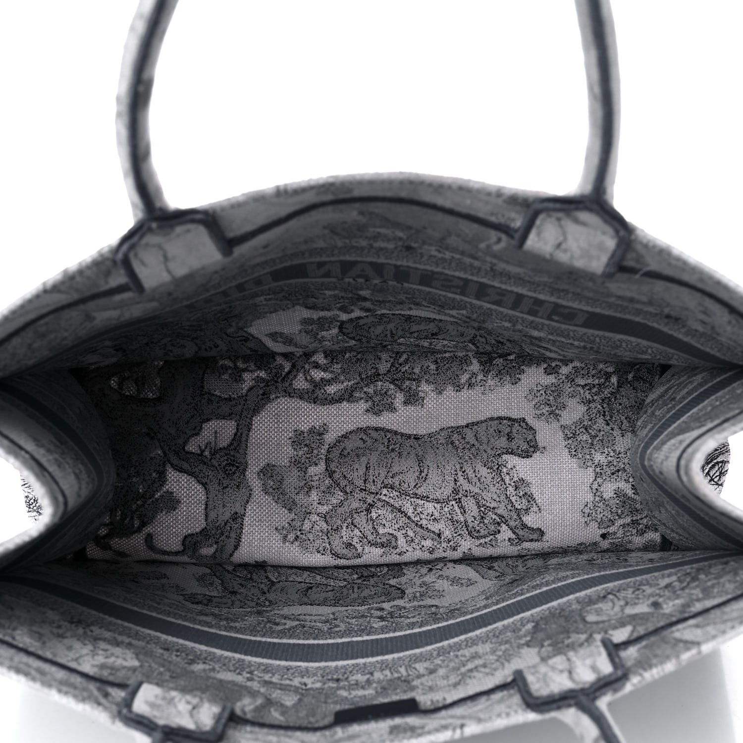Christian Dior Canvas Embroidered Large Dioriviera Toile De Jouy Book Tote Gray 5 of 10