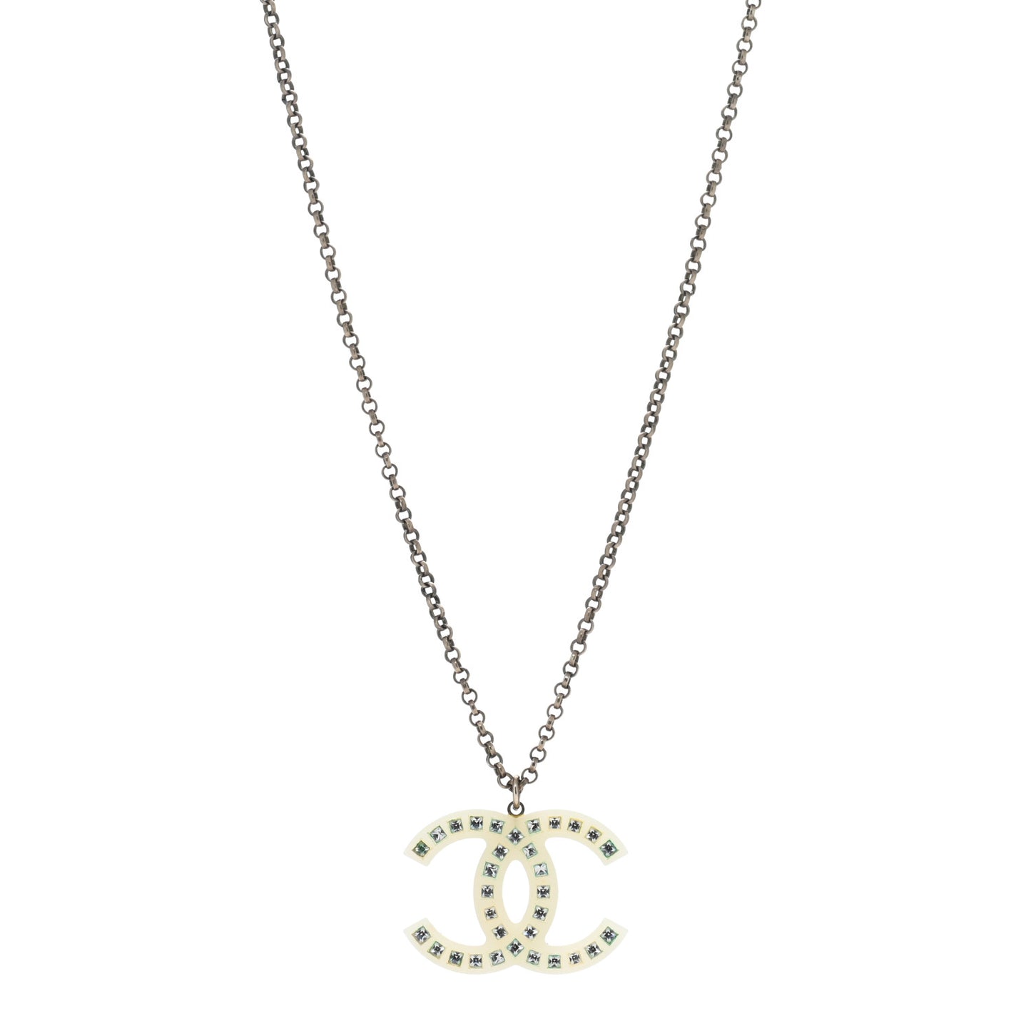 Crystal CC Pendant Necklace Gold