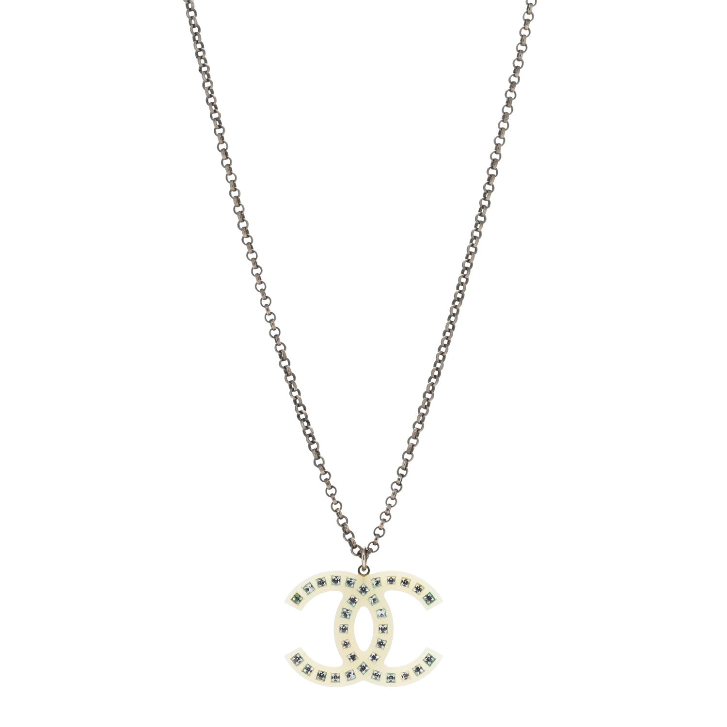 Chanel Crystal CC Pendant Necklace Gold 1 of 4