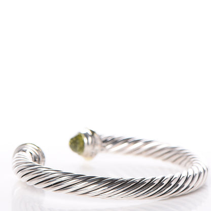 David Yurman Sterling Silver 14K Yellow Gold Peridot 7mm Cable Classics Bracelet 3 of 5