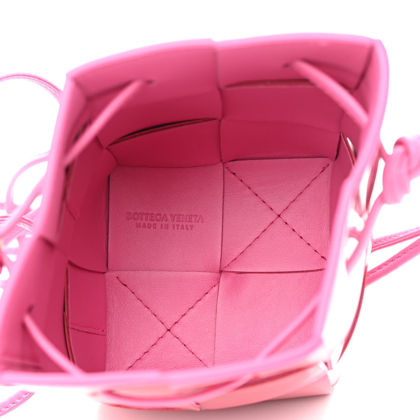 Patent Maxi Intrecciato Mini Cassette Bucket Bag Pink