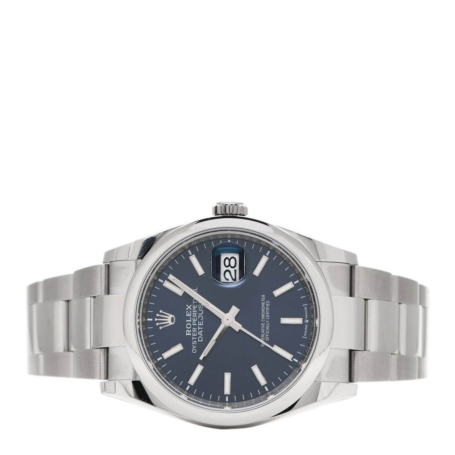 Stainless Steel 36mm Oyster Perpetual Datejust Watch Bright Blue 126200
