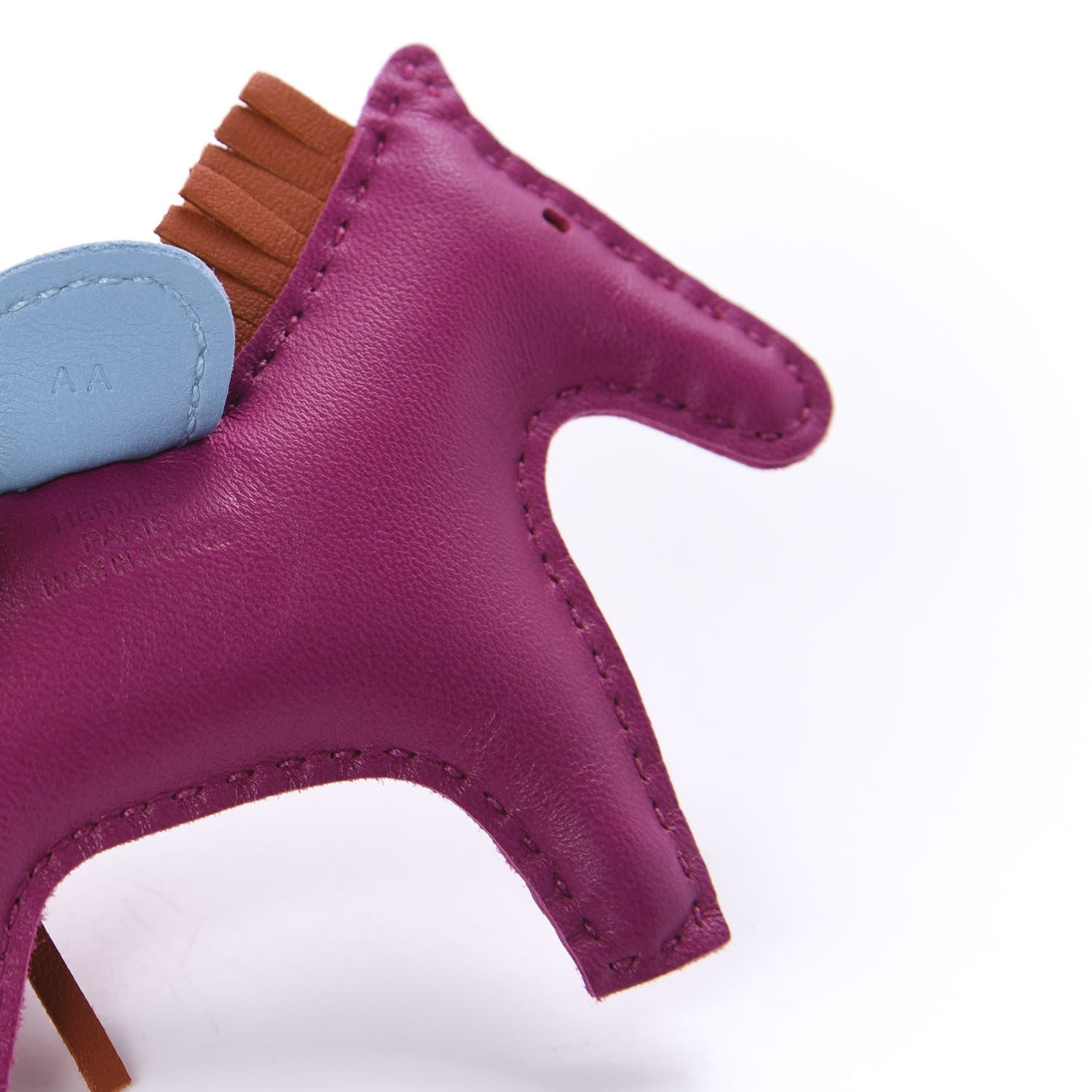 Hermes Milo Lambskin Grigri Rodeo Horse Bag Charm PM Rose Pourpre Cornaline Celeste 3 of 4